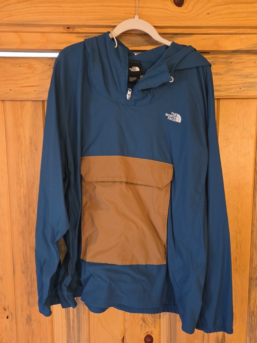 The North Face Class V Teal Blue Pullover Fanorak with Brown Pocket